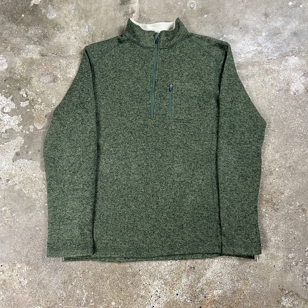 Woolrich 1/4 Zip Sweater Size XL Green Fleece Mock Neck Pullover Outdoor Wear